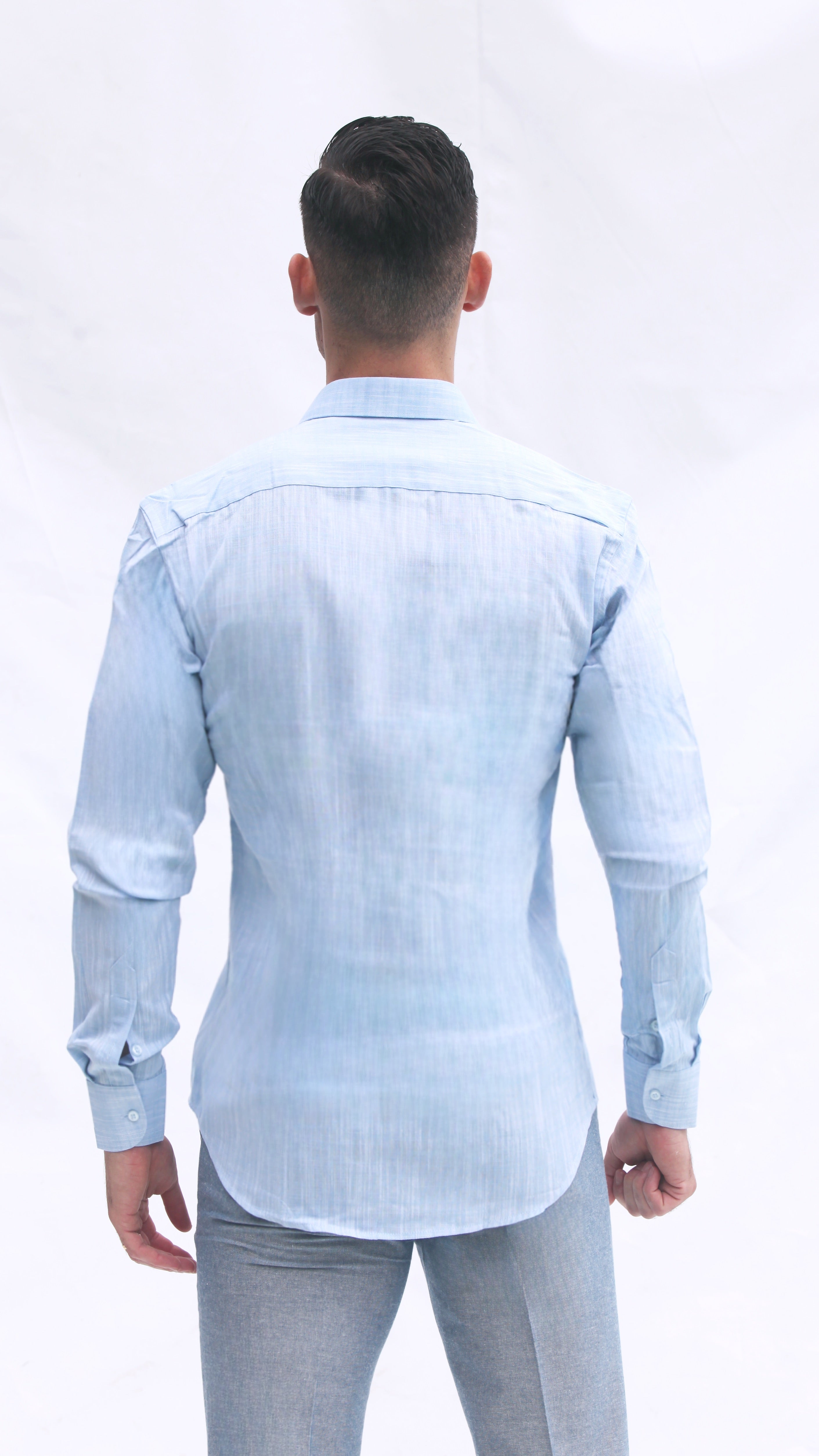 Camisa de Linho Slim Fit – Azul | Essencial de Verão
