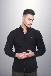 Tommy Jeans Camisa Tjm Stretch Oxford DM0DM09594 Preta Slim Fit