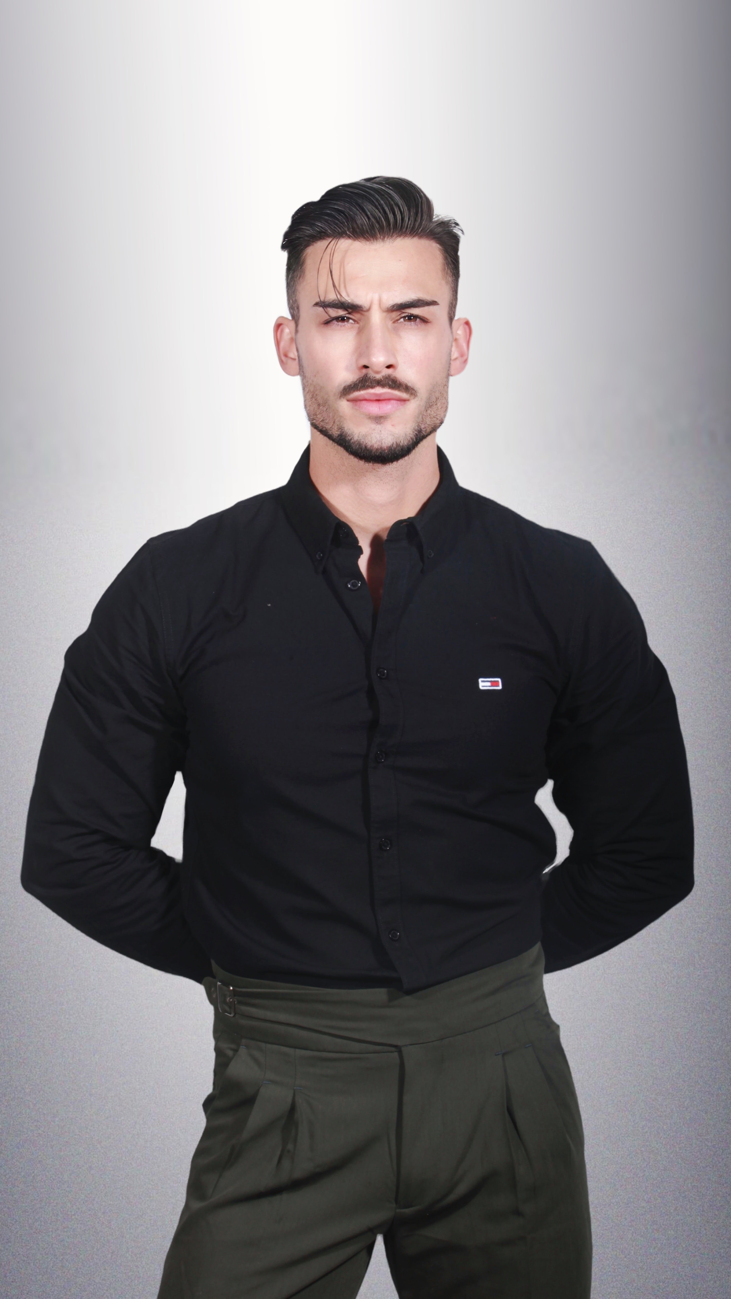 Tommy Jeans Camisa Tjm Stretch Oxford DM0DM09594 Preta Slim Fit