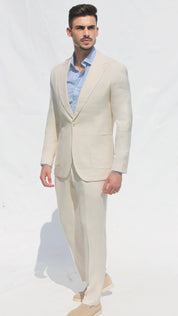 Fato Slim Creme em Linho & Rayon Premium