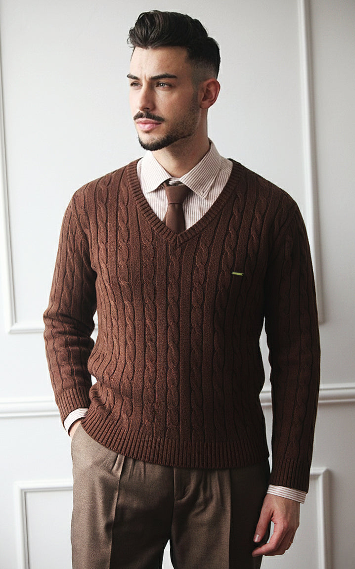 Camisola de malha trançada em Algodão Puro Premium Dilectus