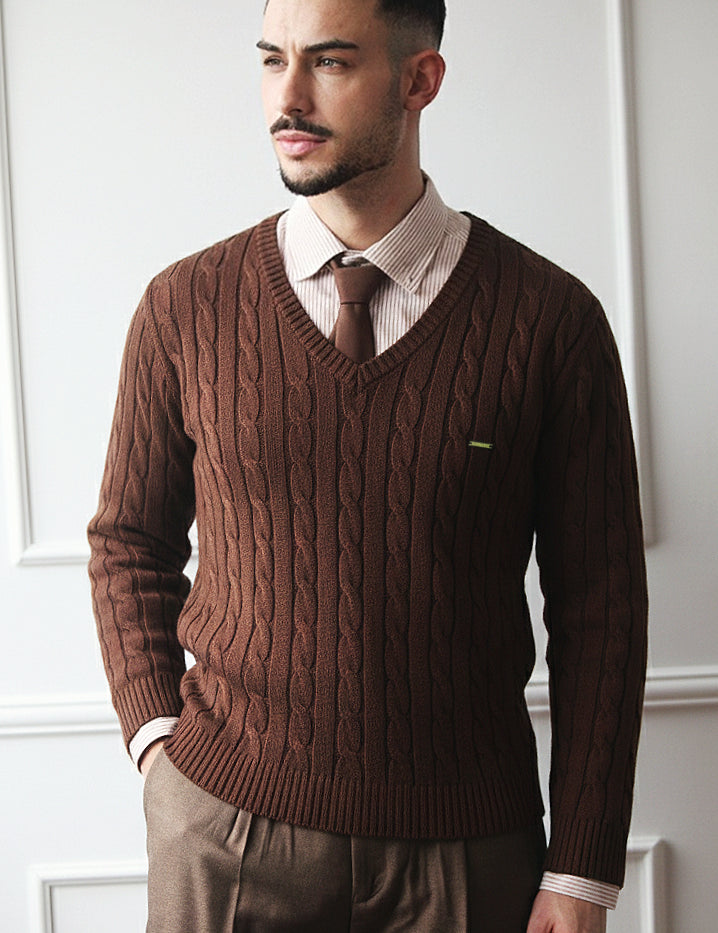 Camisola de malha trançada em Algodão Puro Premium Dilectus