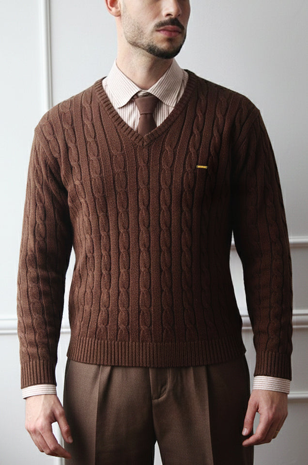 Camisola de malha trançada em Algodão Puro Premium Dilectus