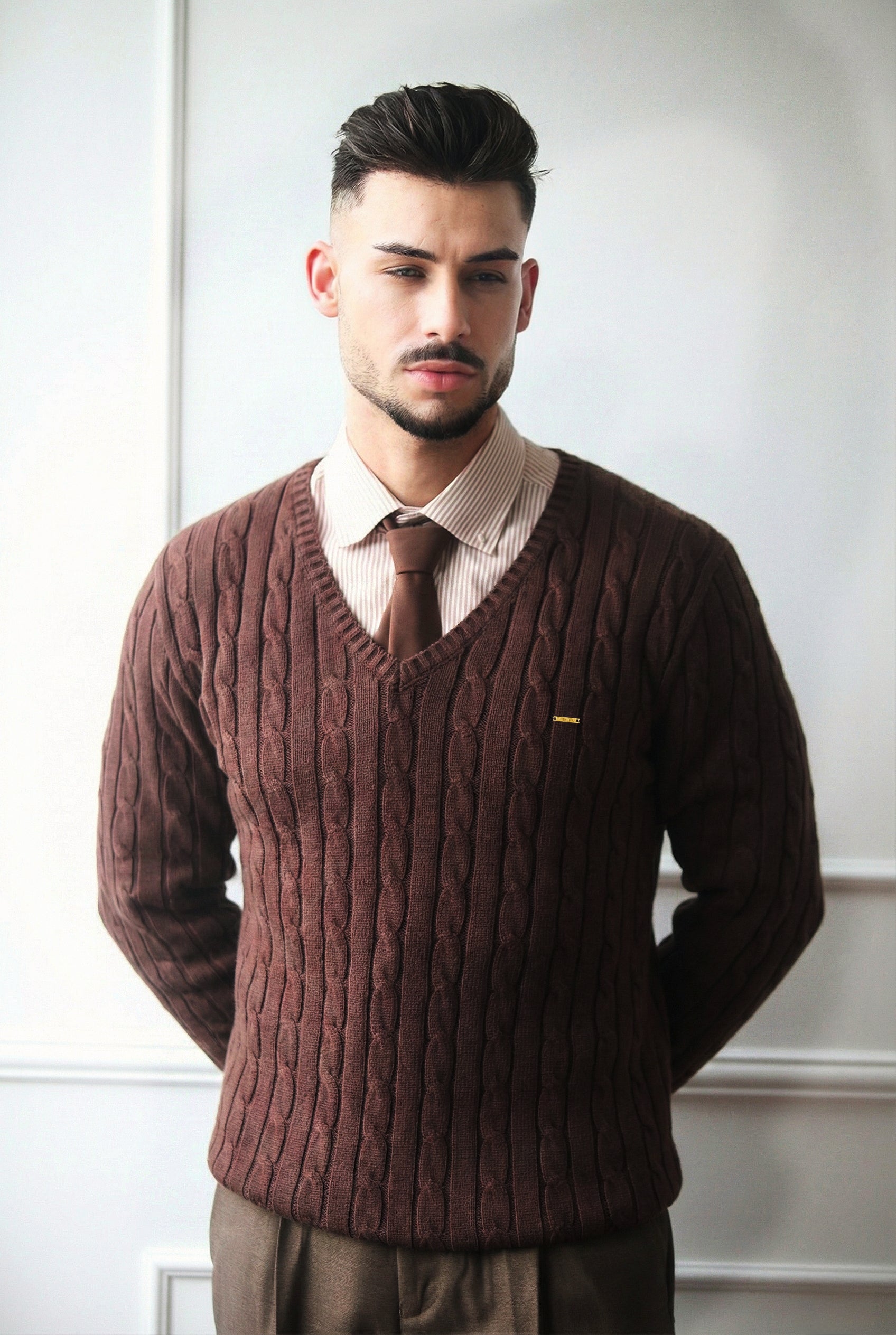 Camisola de malha trançada em Algodão Puro Premium Dilectus