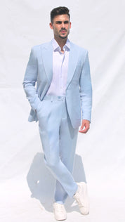 Fato Slim Azul Turquesa em Linho & Rayon Premium