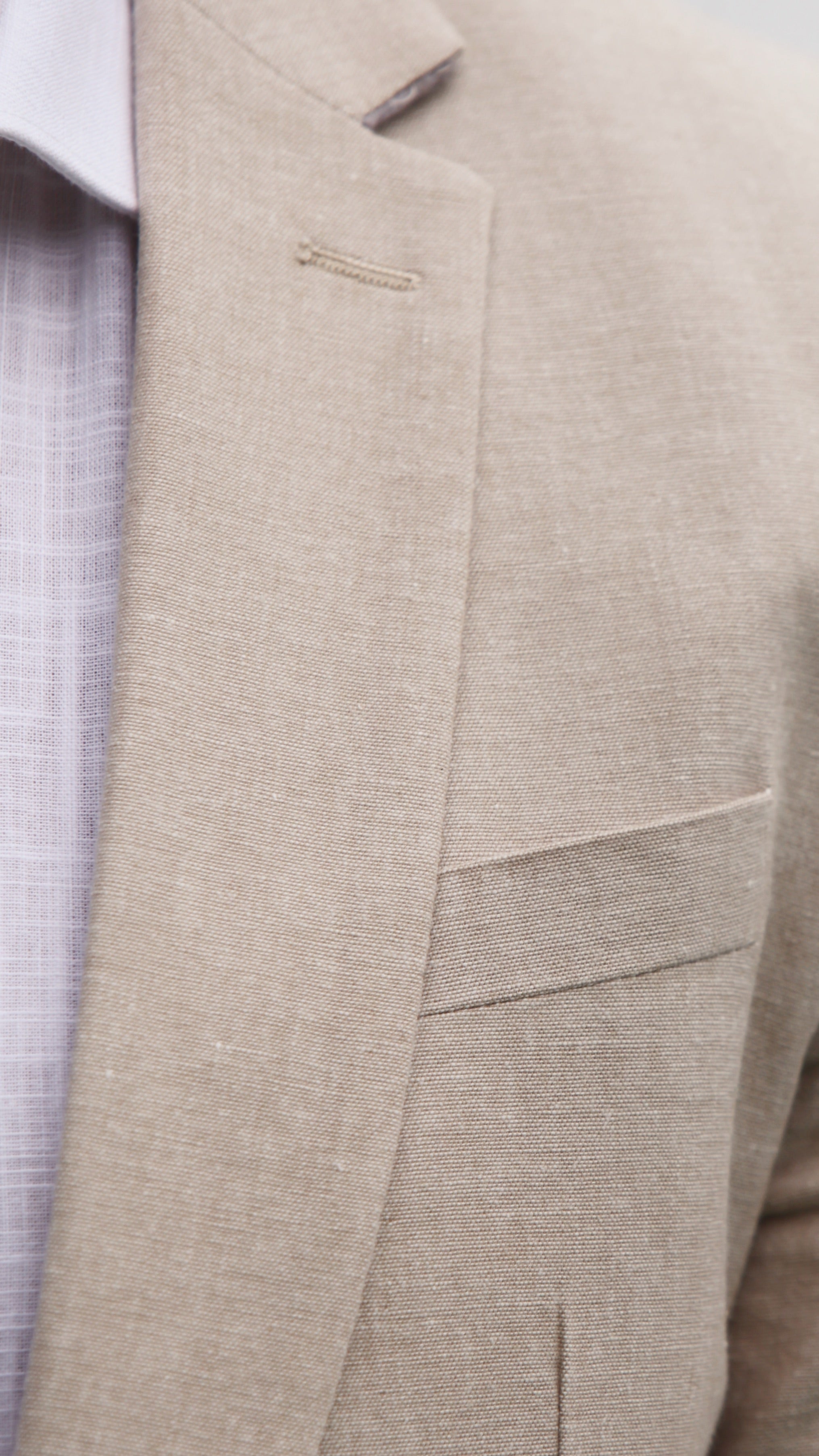 Fato Slim Fit em Linho e Algodão - Castanho