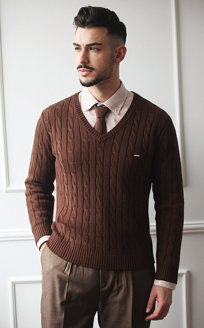 Camisola de malha trançada em Algodão Puro Premium Dilectus