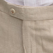 Fato Slim Fit em Linho e Algodão - Castanho