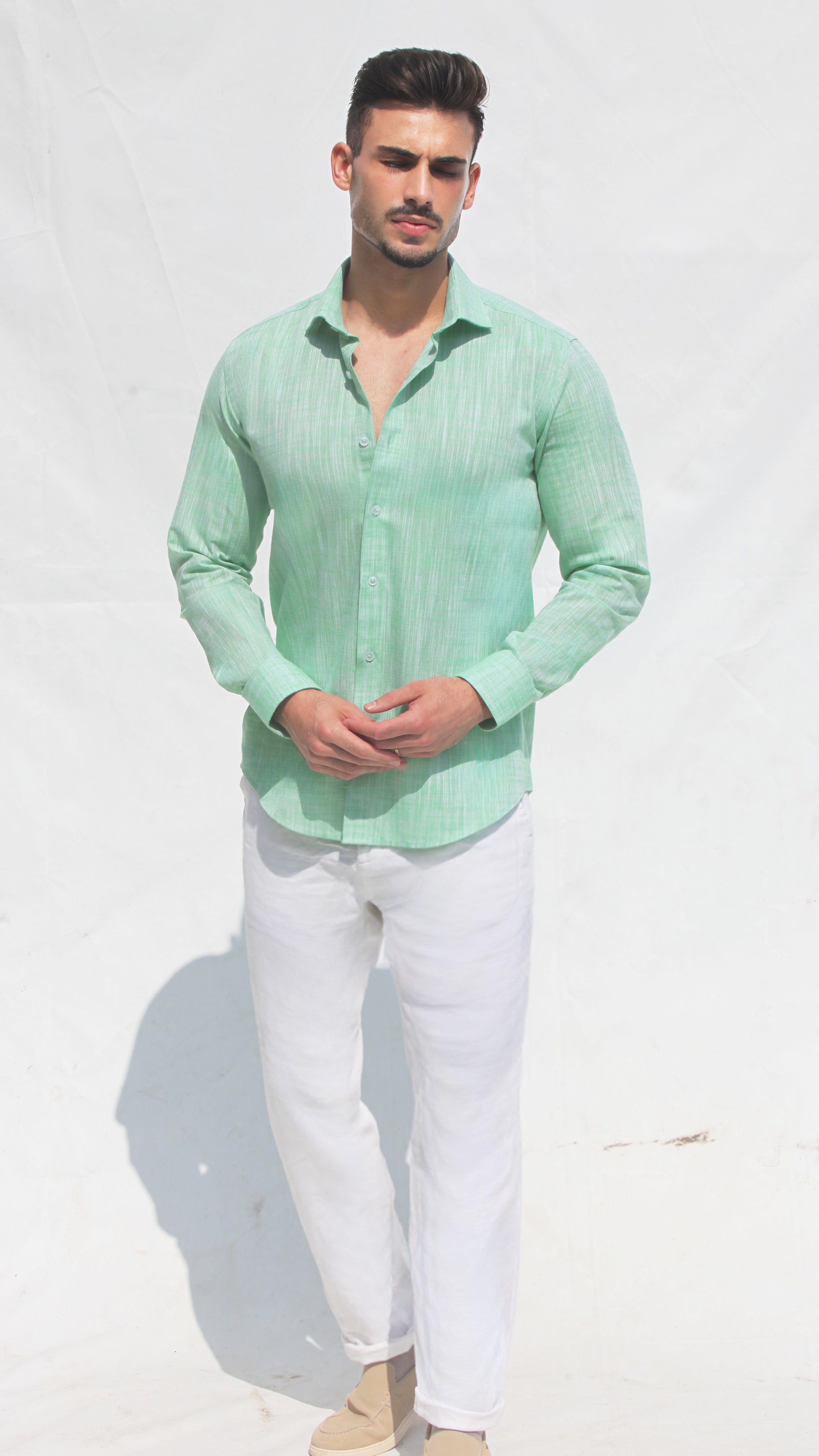 Camisa de Linho Slim Fit – Azul | Essencial de Verão