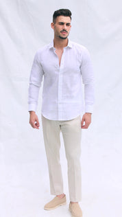 Camisa de Linho Slim Fit – Azul | Essencial de Verão