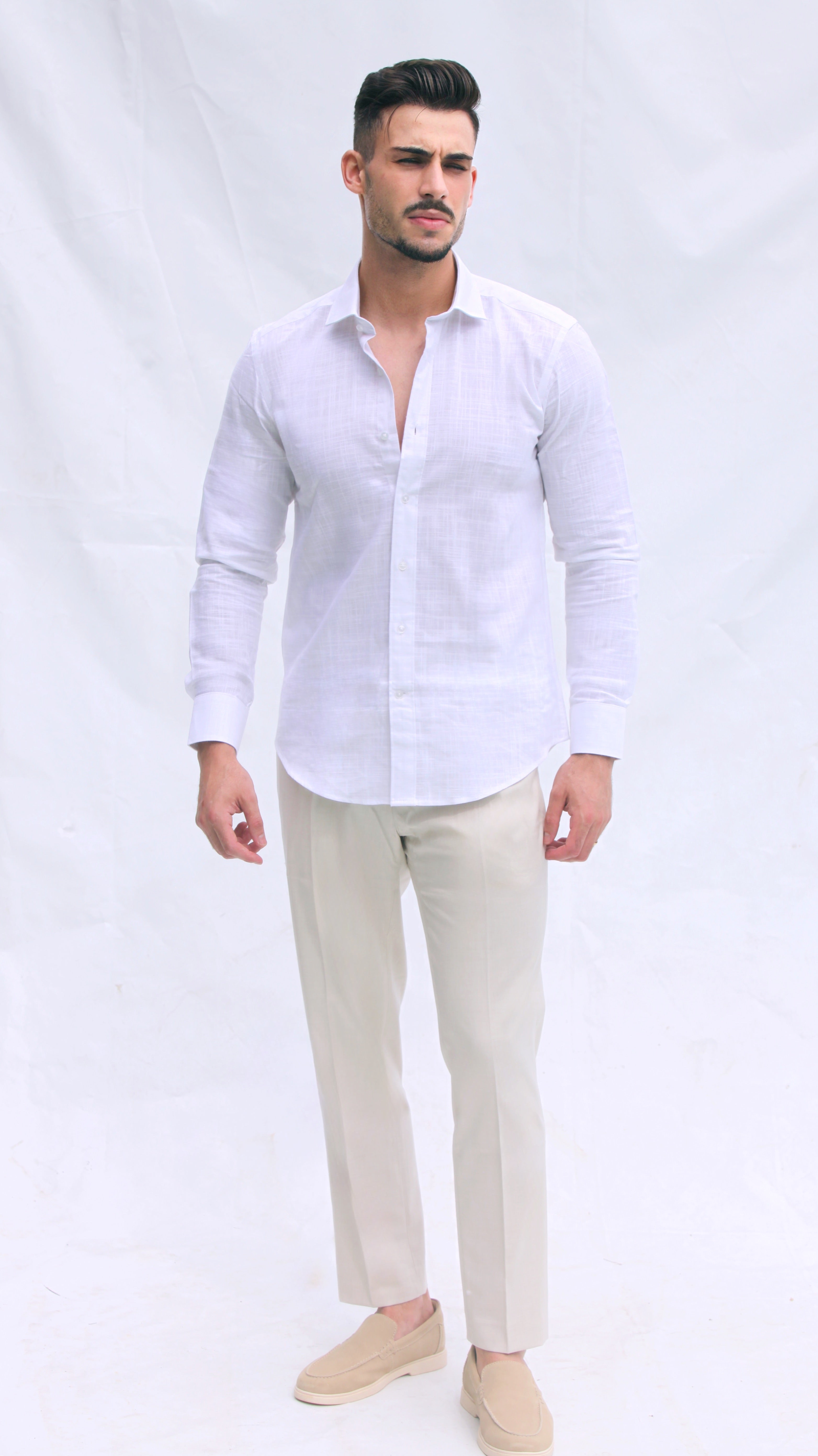 Camisa de Linho Slim Fit – Azul | Essencial de Verão