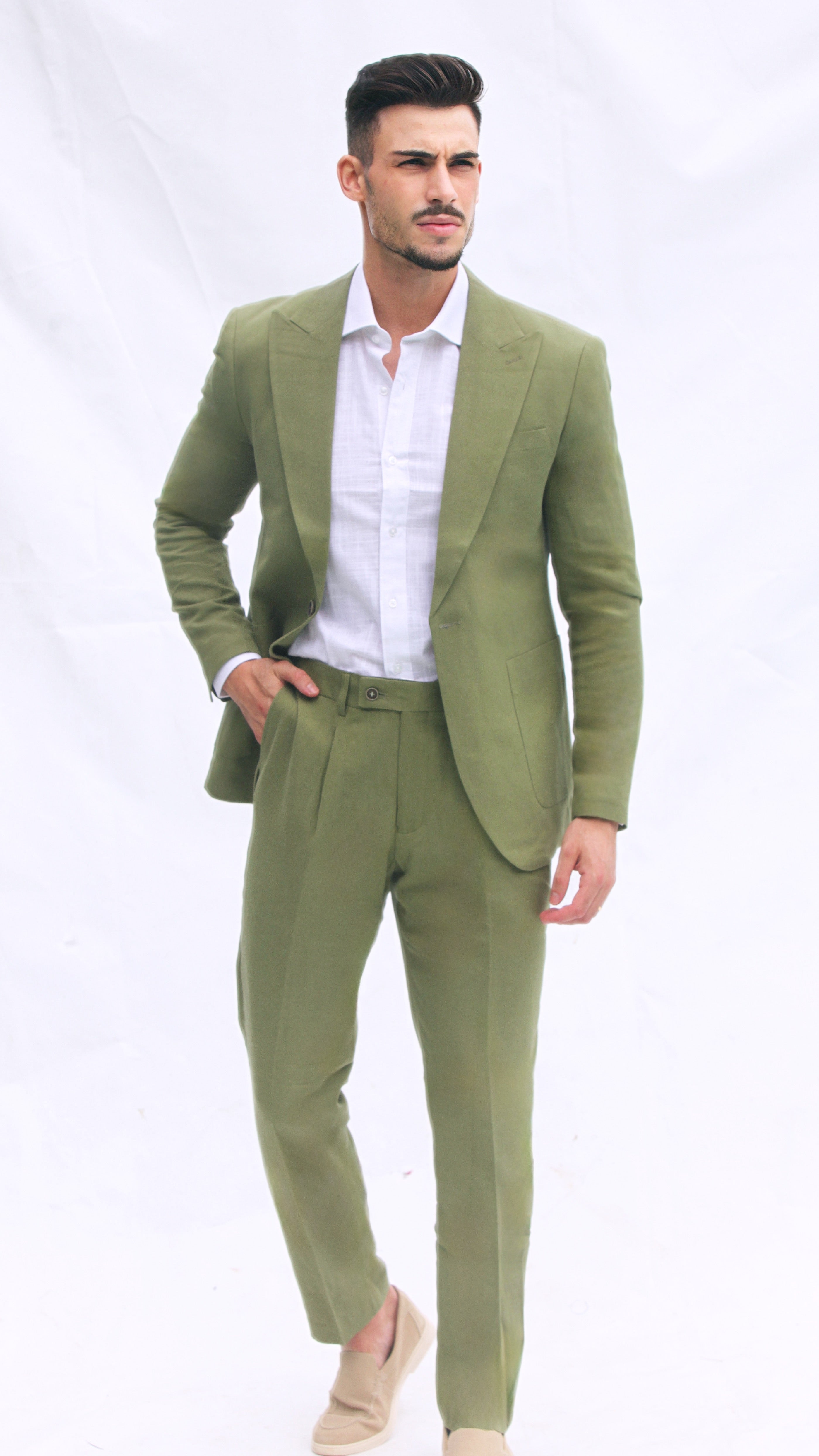 Fato Slim Fit em Linho e Algodão - Azul Claro