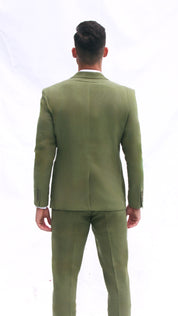Fato Slim Fit em Linho e Algodão - Verde
