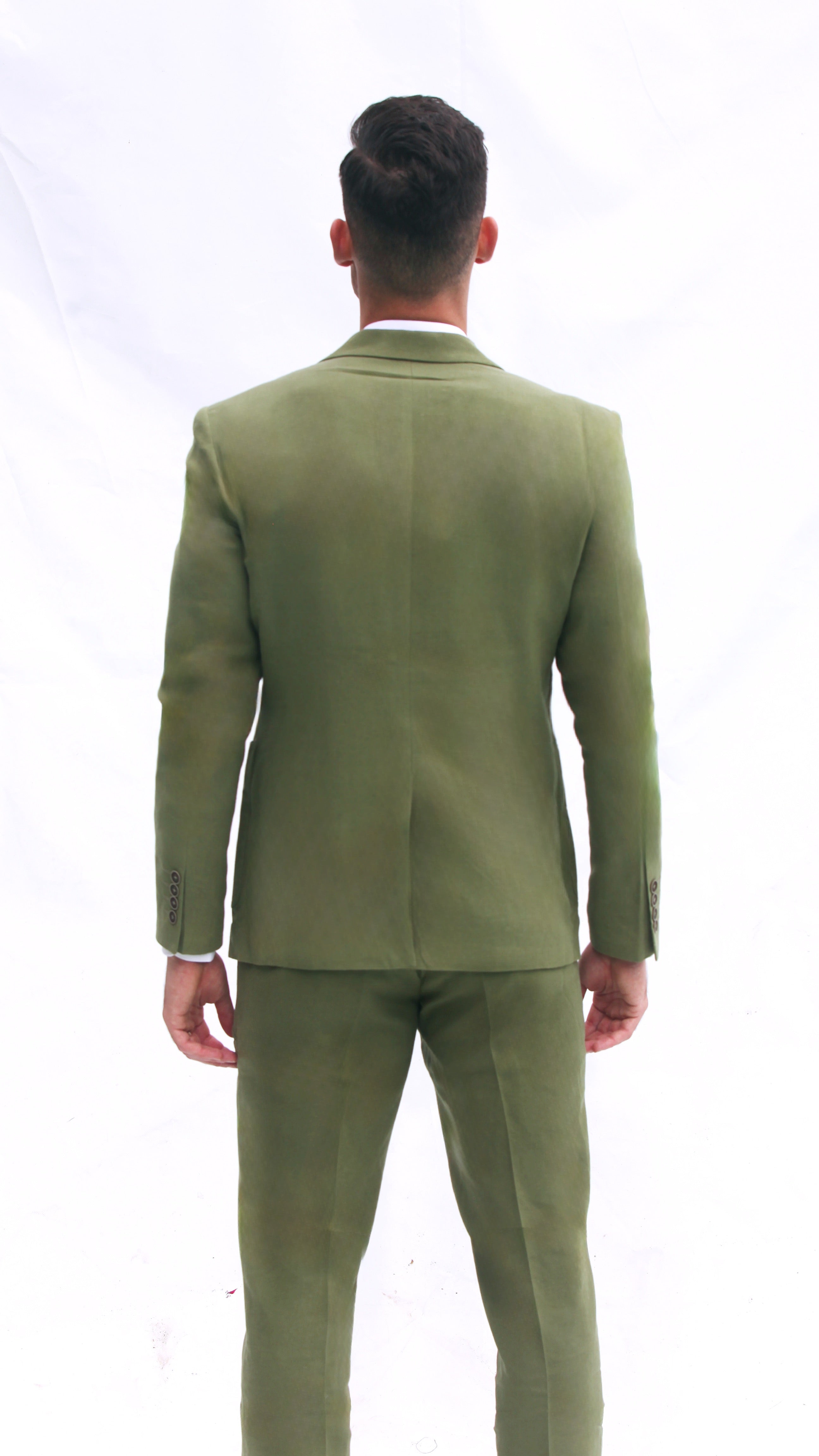 Fato Slim Fit em Linho e Algodão - Verde