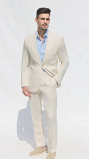 Fato Slim Creme em Linho & Rayon Premium