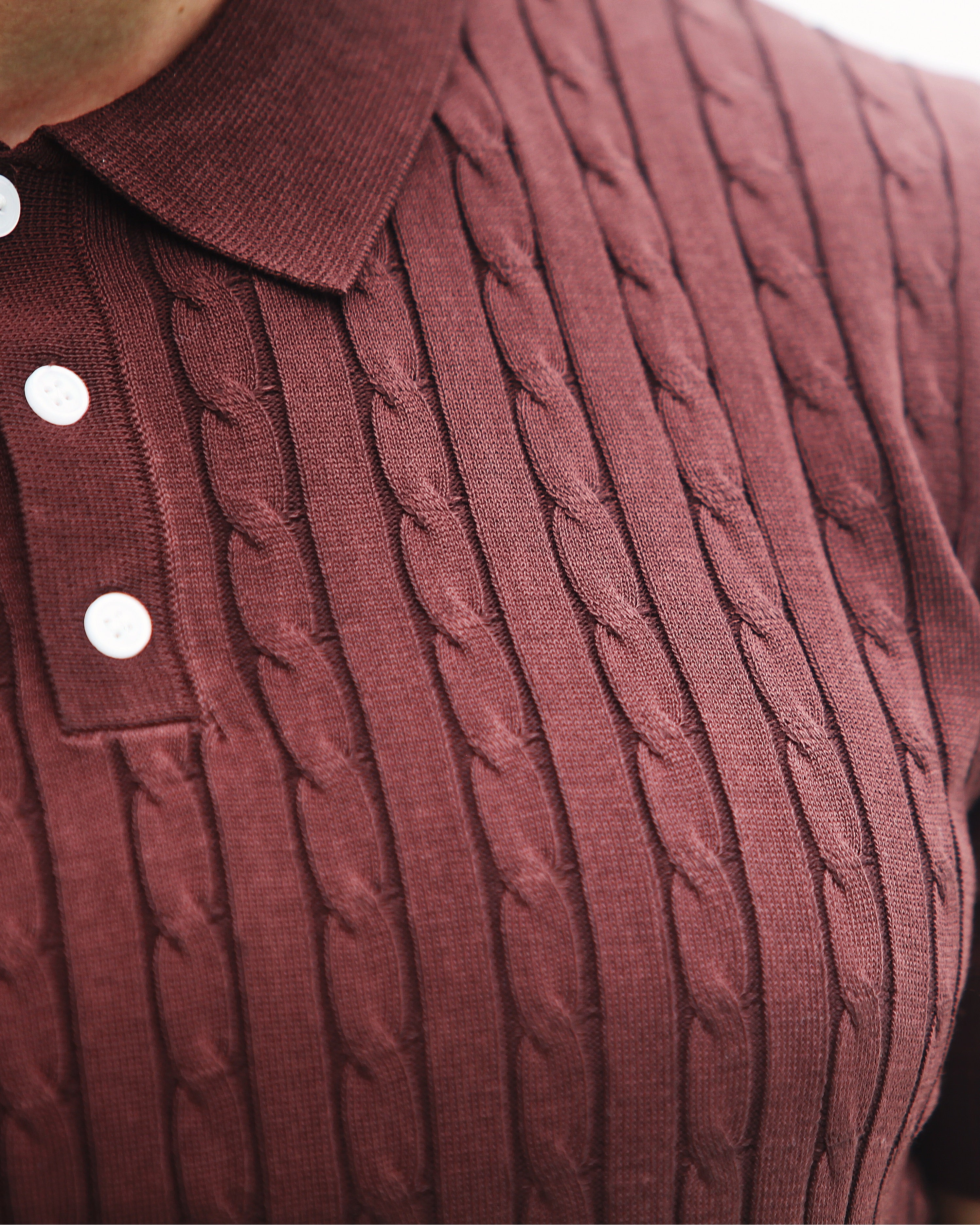 Polo Masculino Tricot Marrom com Textura Canelada | Dilectus