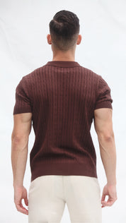 Polo Masculino Tricot Marrom com Textura Canelada | Dilectus