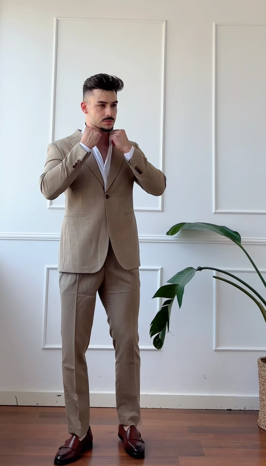 Fato masculino de 2 Peças em Verde Caqui Elegante