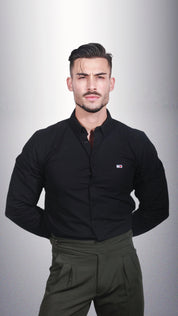 Tommy Jeans Camisa Tjm Stretch Oxford DM0DM09594 Preta Slim Fit | Dilectus